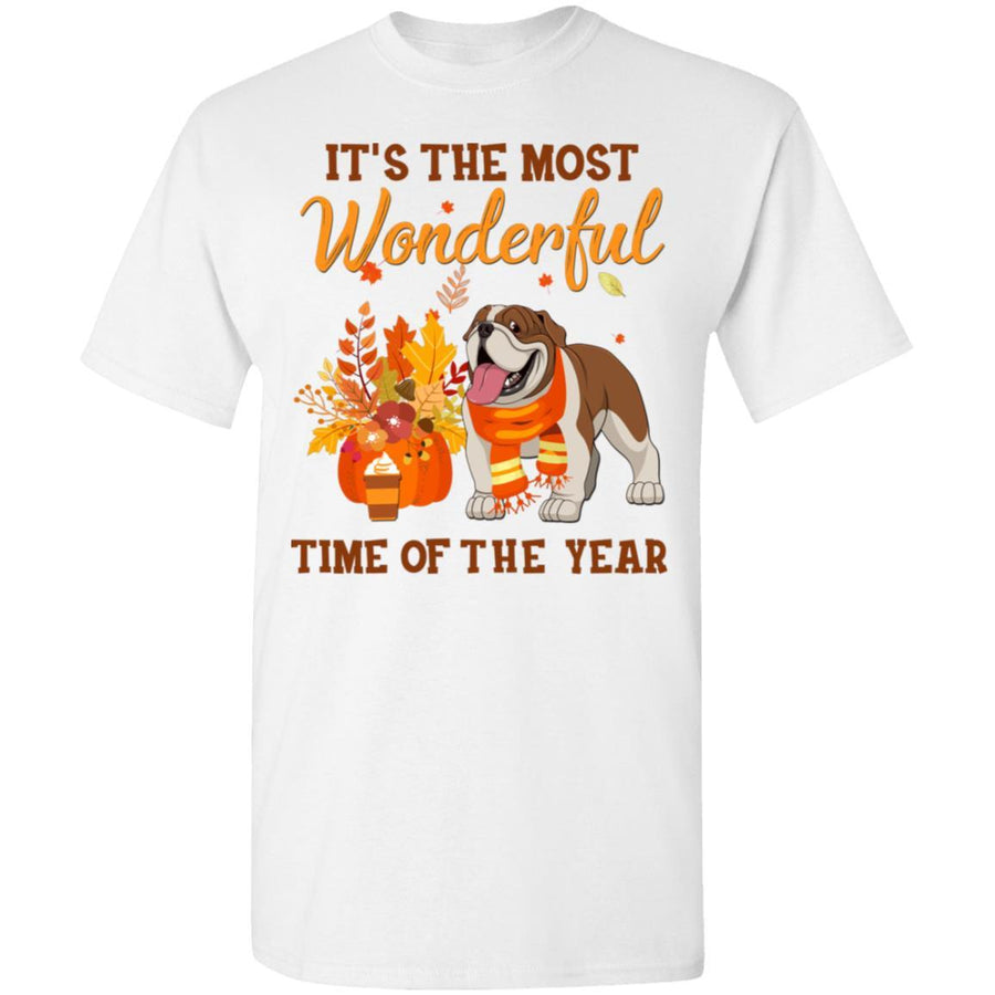 Bulldog Autumn It's The Most Wonderful Time Of The Year-T-Shirt & Hoodie-Classic T-Shirt-White