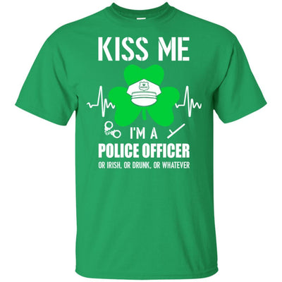 Kiss Me Im A Police Officer On Irish Or Drunk Or Whatever-T-Shirt & Hoodie-Classic T-Shirt-Irish Green