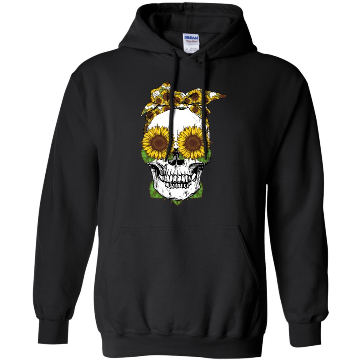 Skull Sunflower Floral Flowers Cute Gifts-T-Shirt & Tank Top-Pullover Hoodie-Black