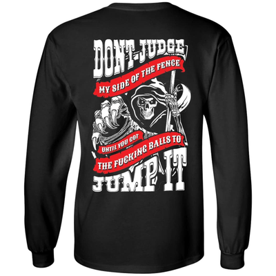 Don't Judge My Side Of The Fenge-T-Shirt & Hoodie-Long Sleeve T-Shirt-Black