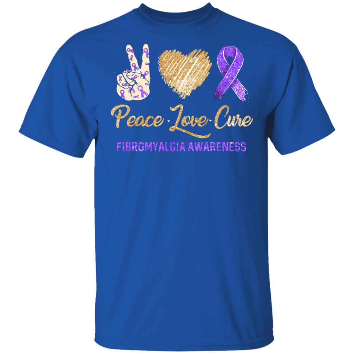 Peace Love Cure Fibromyalgia Awareness-T-Shirt & Hoodie-Classic T-Shirt-Royal