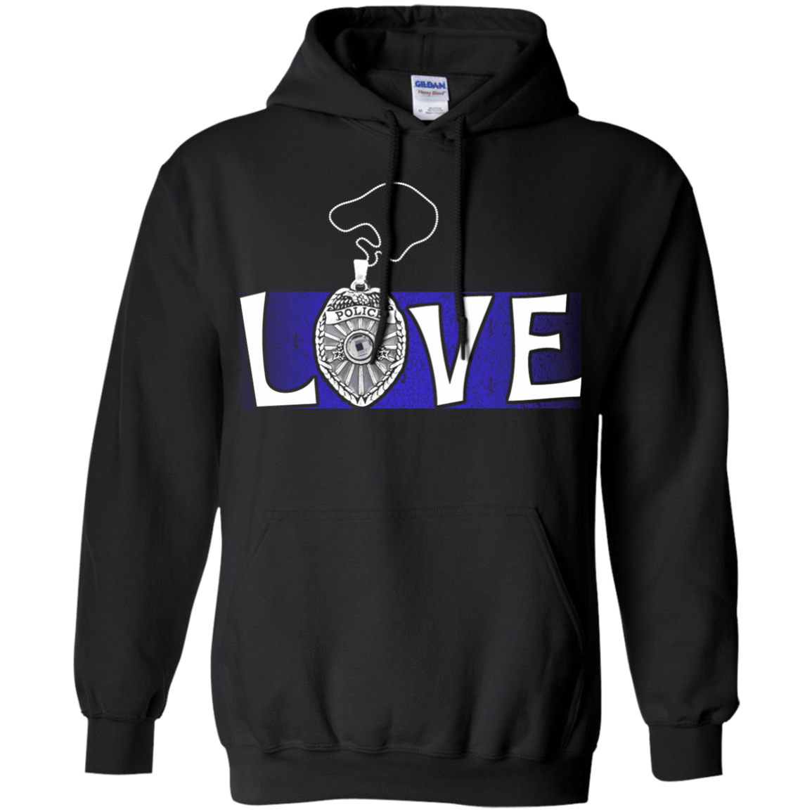 Love Police Thin Blue Line-T-Shirt & Hoodie-Pullover Hoodie-Black