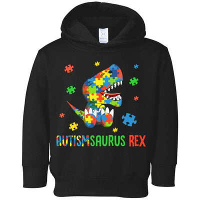 Autismsaurus Rex Autism Dinosaur T-Rex For Kids Youth-Youth Shirt-Toddler Fleece Hoodie-Black