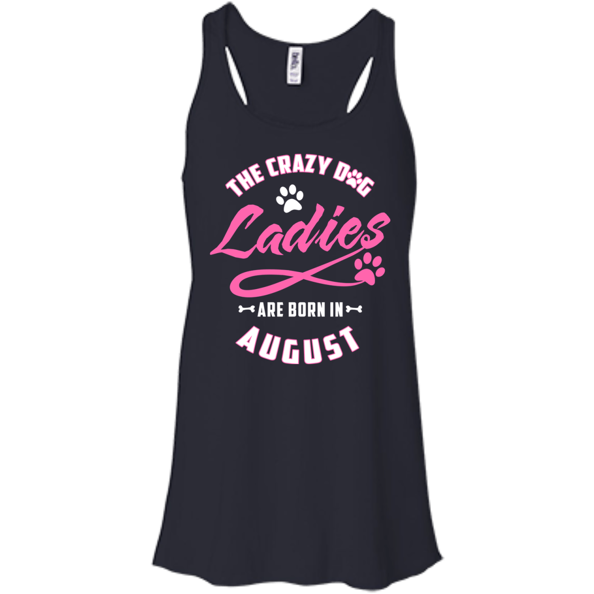 The Crazy Dog Ladies Are Born In August-T-Shirt & Hoodie-Women's Flowy Racerback Tank-Midnight