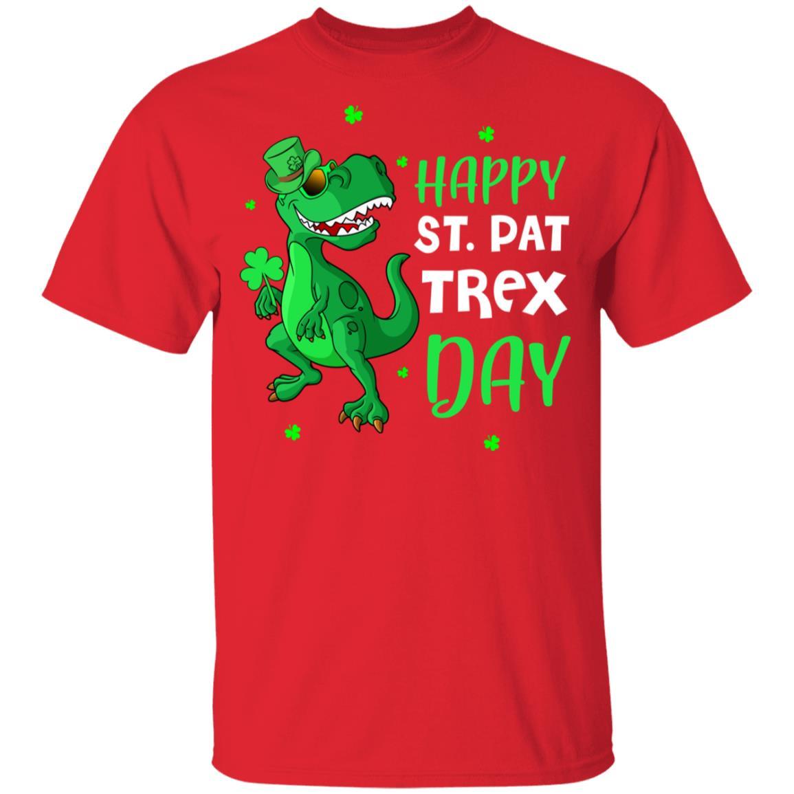 Happy St. Pat Trex Day Dinosaur St. Patrick's Day Youth-Youth Shirt-Youth T-Shirt-Red