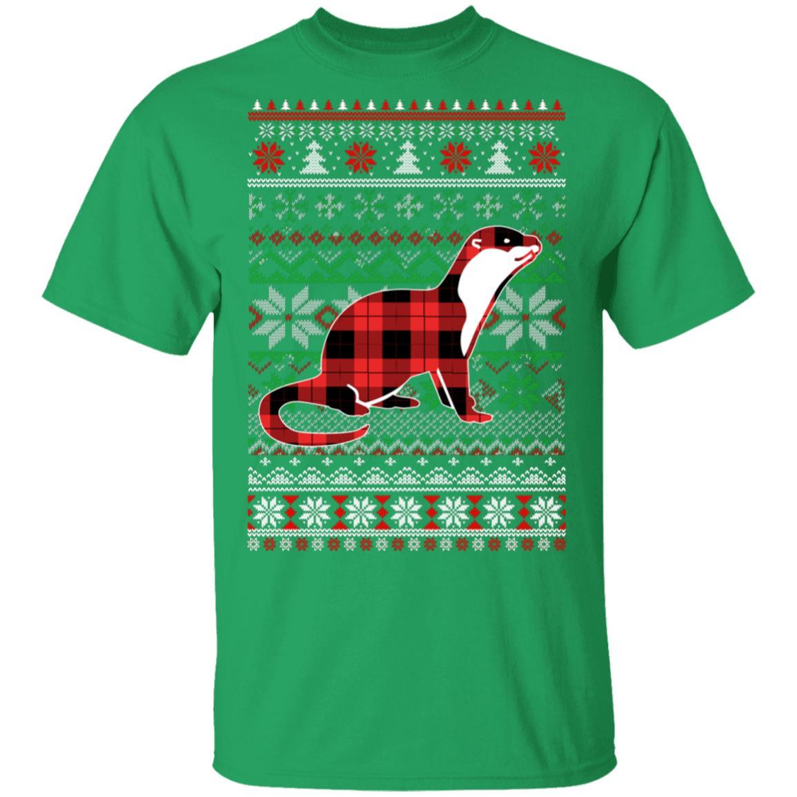 Otter Red Plaid Ugly Christmas Sweater Funny Gifts-T-Shirt & Sweatshirt-Classic T-Shirt-Irish Green