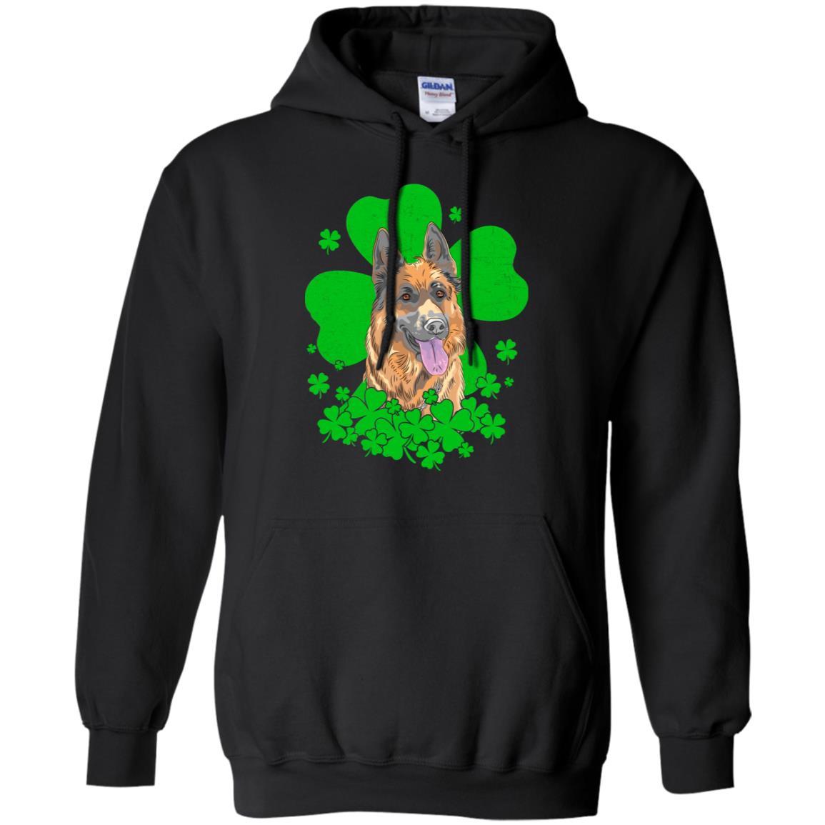 German Shepherd St. Patrick's Day Clovers-T-Shirt & Hoodie-Pullover Hoodie-Black