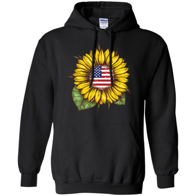 Hippie Sunflower American Flag 4th Of July-T-Shirt & Hoodie-Pullover Hoodie-Black