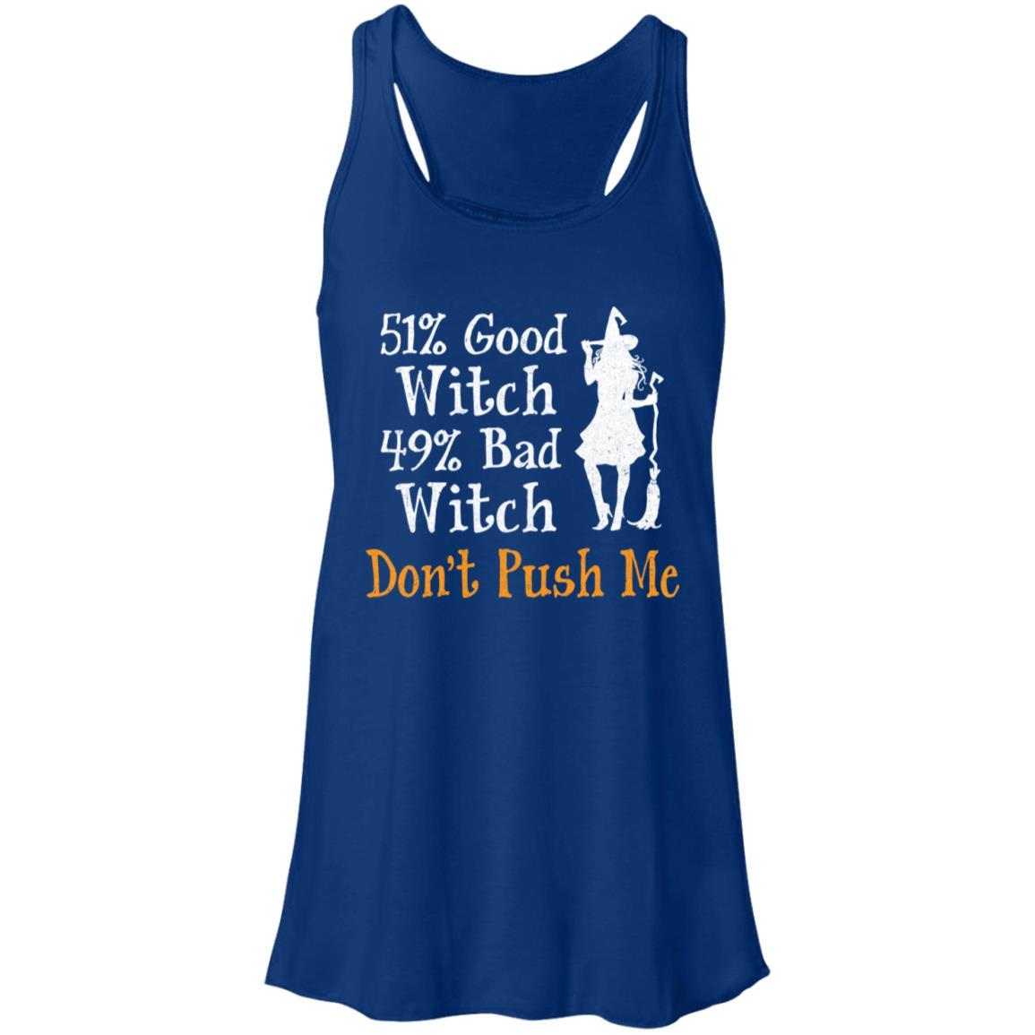 51% Good Witch 49% Bad Witch Halloween Costume Gift-T-Shirt & Tank Top-Women's Flowy Racerback Tank-True Royal