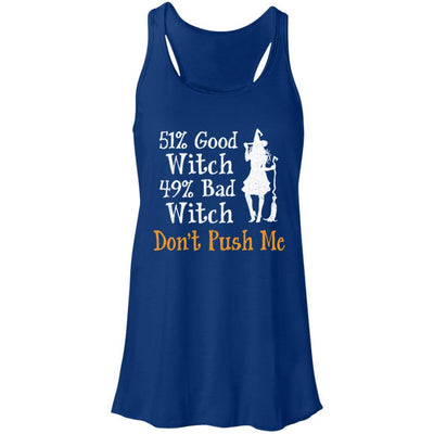 51% Good Witch 49% Bad Witch Halloween Costume Gift-T-Shirt & Tank Top-Women's Flowy Racerback Tank-True Royal