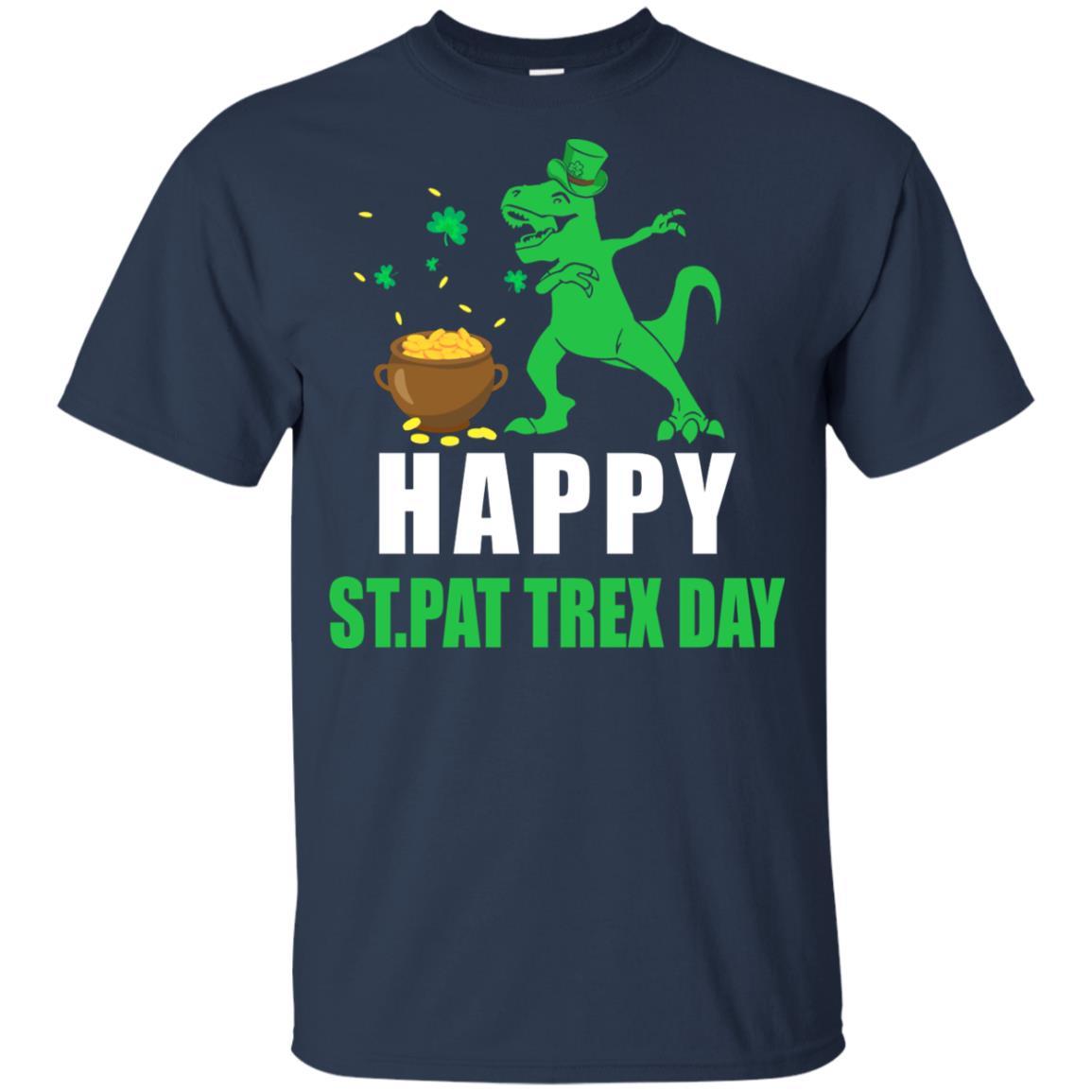 Happy St Pat T-Rex Day Dinosaur St Patrick's Day Youth-Youth Shirt-Youth T-Shirt-Navy