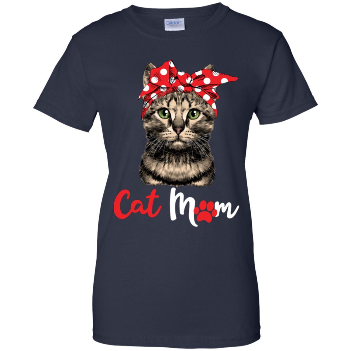 Funny Cat Mom For Cat Lovers Mothers Day Gift-T-Shirt & Tank Top-Women's T-Shirt-Navy