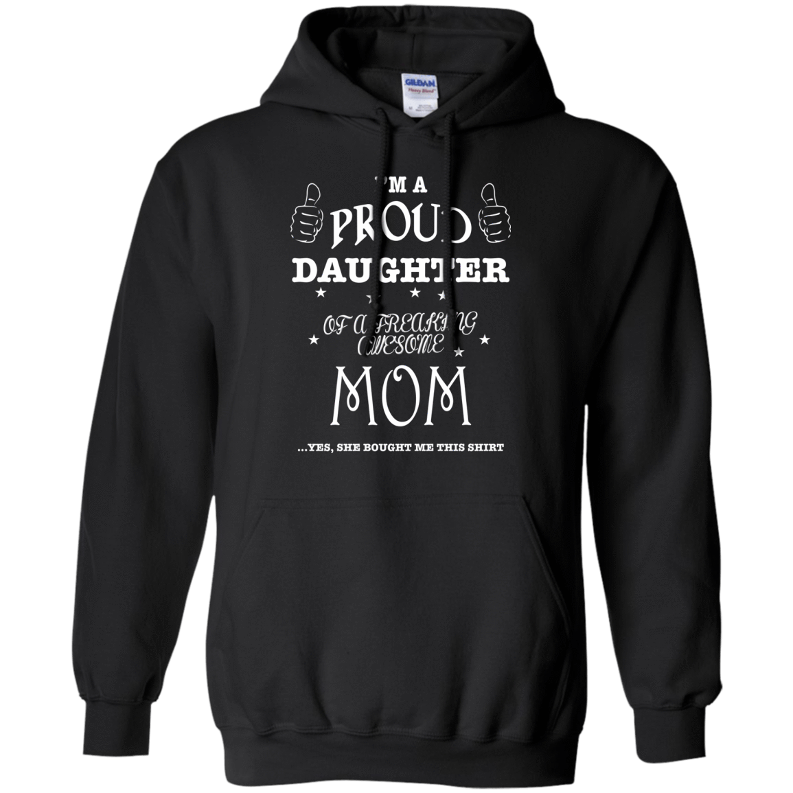 PROUD DAUGHTER OF AWESOME MOM-T-Shirt & Hoodie-Pullover Hoodie-Black