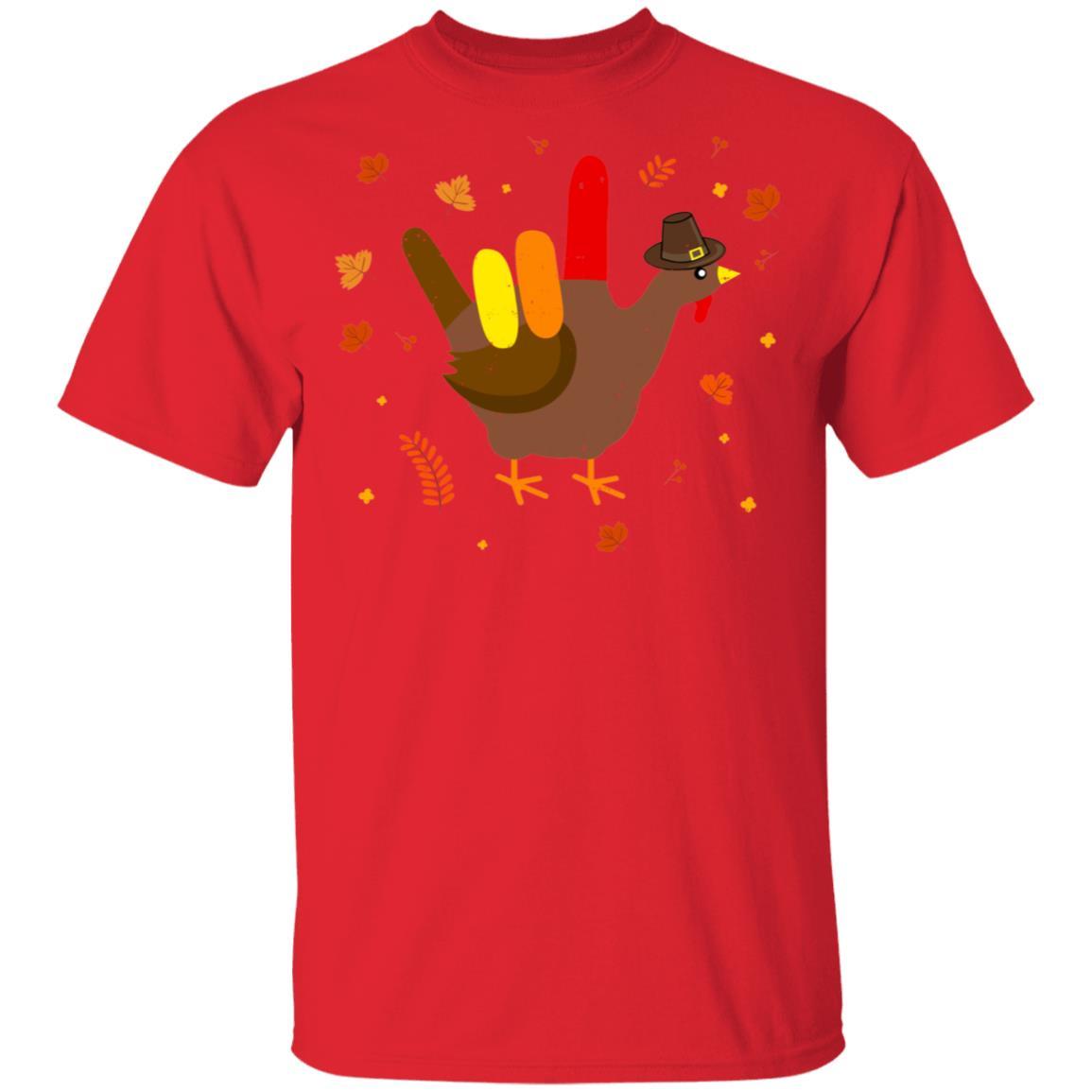 American Sign Language I Love You Thanksgiving Turkey-T-Shirt & Sweatshirt-Classic T-Shirt-Red