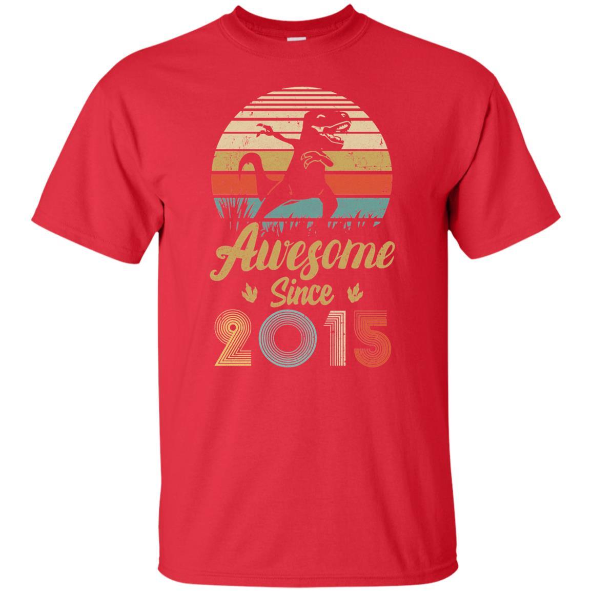 Awesome Since 2015 6th Years Old Dinosaur Birthday Gift Youth-Youth Shirt-Youth T-Shirt-Red