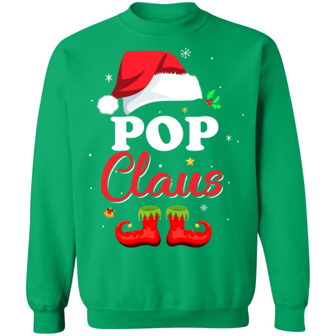 Santa Pop Claus Matching Family Pajamas Christmas Gifts-T-Shirt & Sweatshirt-Crewneck Sweatshirt-Irish Green