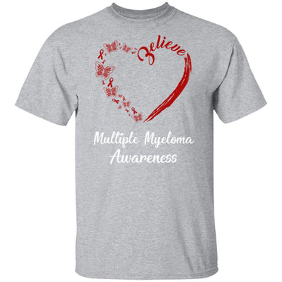 Butterfly Believe Multiple Myeloma Awareness Ribbon Gifts-T-Shirt & Hoodie-Classic T-Shirt-Sport Grey