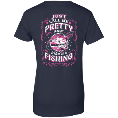 Just Call Me Pretty And Take Me Fishing-T-Shirt & Hoodie-Women's T-Shirt-Navy
