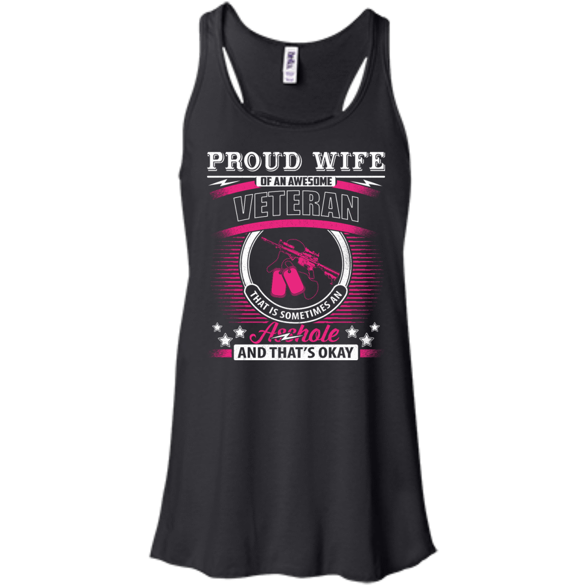Proud Wife Of An Awesome Veteran-T-Shirt & Hoodie-Women's Flowy Racerback Tank-Black