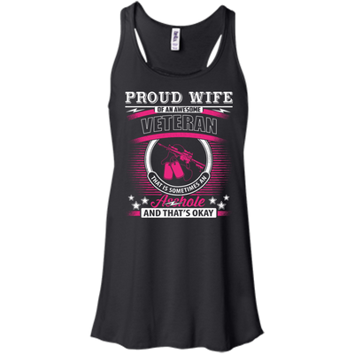 Proud Wife Of An Awesome Veteran-T-Shirt & Hoodie-Women's Flowy Racerback Tank-Black