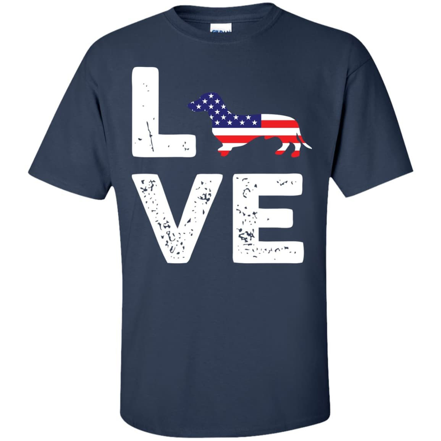 American Flag Dog Wiener Love-T-Shirt & Hoodie-Classic T-Shirt-Navy