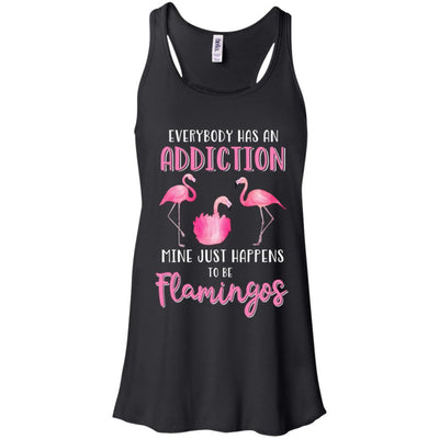 Everybody Has An Addiction Mine Just Happens To Be Flamingos-T-Shirt & Tank Top-Women's Flowy Racerback Tank-Black