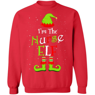 I'm The Nurse Elf Family Matching Funny Christmas Group Gift-T-Shirt & Sweatshirt-Crewneck Sweatshirt-Red