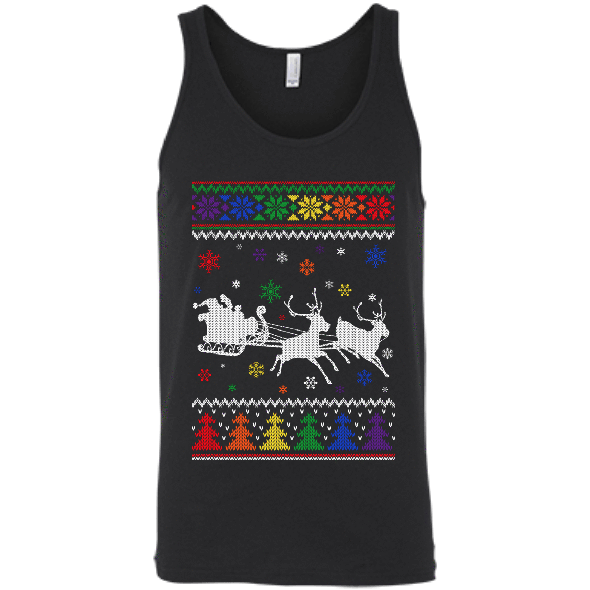 Rainbow Christmas Through The Snow Together-T-Shirt & Hoodie-Unisex Tank-Black