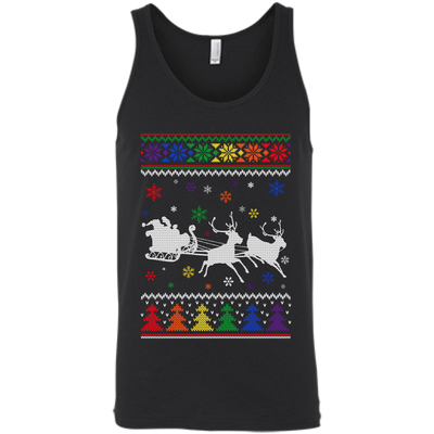 Rainbow Christmas Through The Snow Together-T-Shirt & Hoodie-Unisex Tank-Black