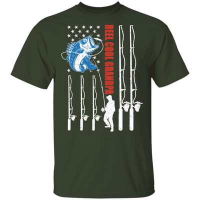 Reel Cool Grandpa American Flag Fish Fishing Fathers Day-T-Shirt & Hoodie-Classic T-Shirt-Forest