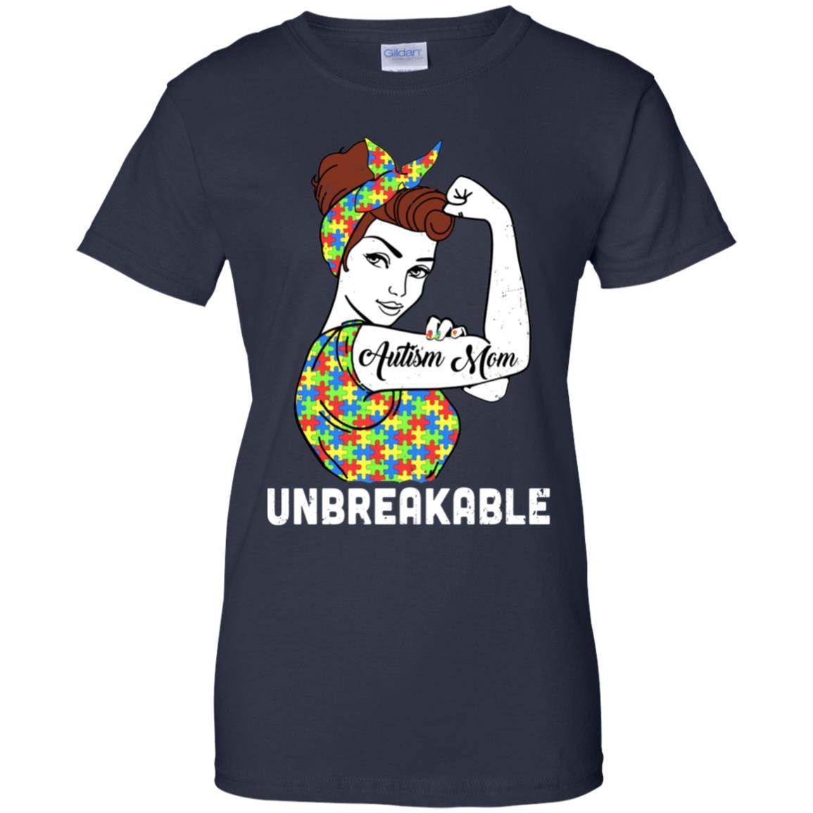 Autism Mom Unbreakable Support Autism Awareness-T-Shirt & Hoodie-Women's T-Shirt-Navy
