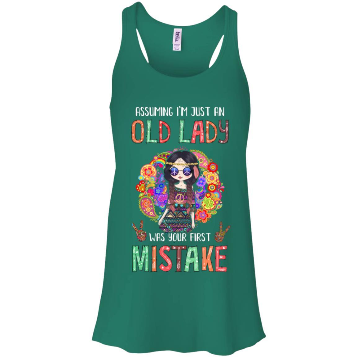 Assuming I'm Just An Old Lady Hippie Gift-T-Shirt & Tank Top-Women's Flowy Racerback Tank-Kelly Green