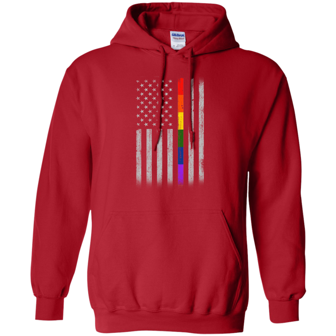 Rainbow Lesbian Gay Pride LGBT America Flag-T-Shirt & Hoodie-Pullover Hoodie-Red