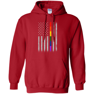 Rainbow Lesbian Gay Pride LGBT America Flag-T-Shirt & Hoodie-Pullover Hoodie-Red
