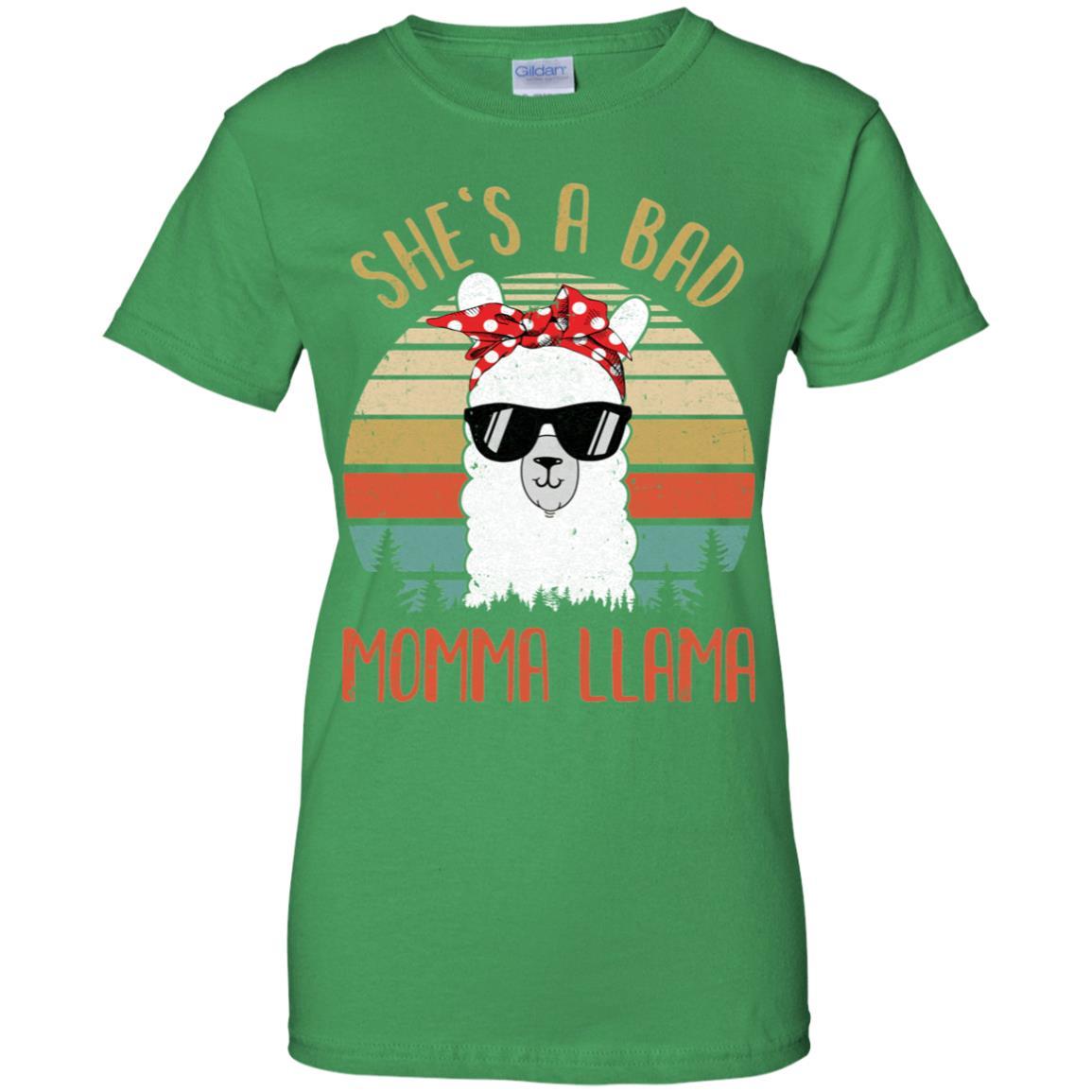Vintage Funny Shirt She's A Bad Momma Llama-T-Shirt & Hoodie-Women's T-Shirt-Irish Green