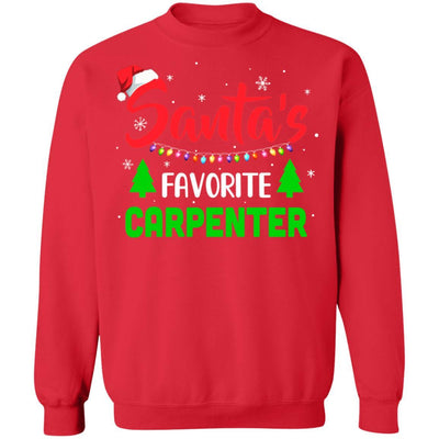Santa's Favorite Carpenter Funny Christmas Xmas Gifts-T-Shirt & Sweatshirt-Crewneck Sweatshirt-Red