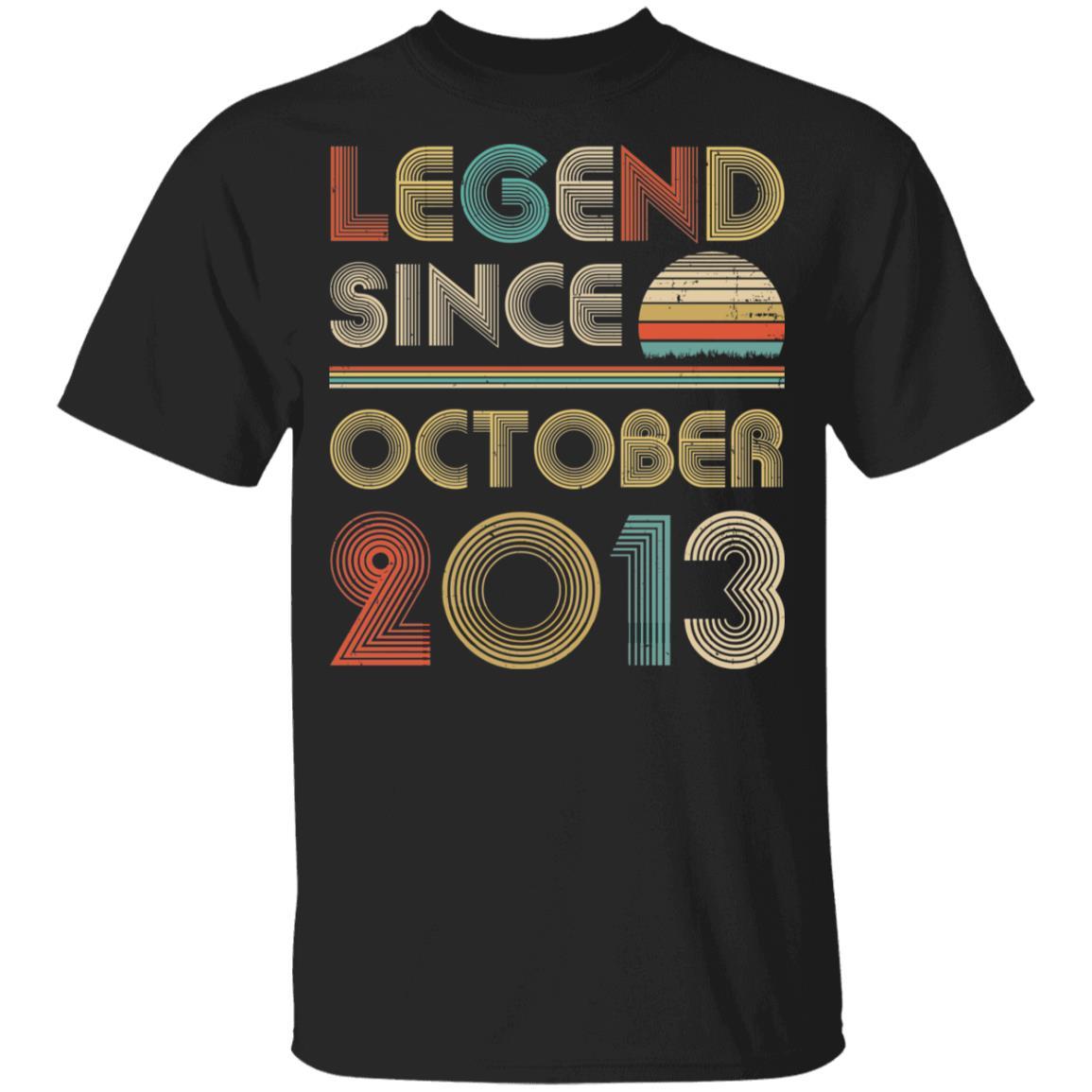 Legend Since October 2013 Vintage 8th Birthday Gifts Youth-Youth Shirt-Youth T-Shirt-Black