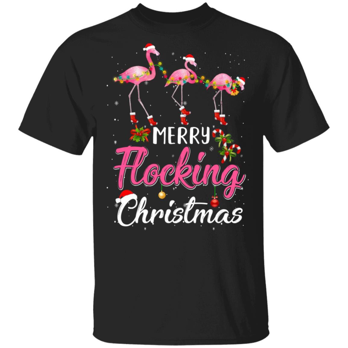 Merry Flocking Christmas Gift For Flamingo Lovers-T-Shirt & Sweatshirt-Classic T-Shirt-Black