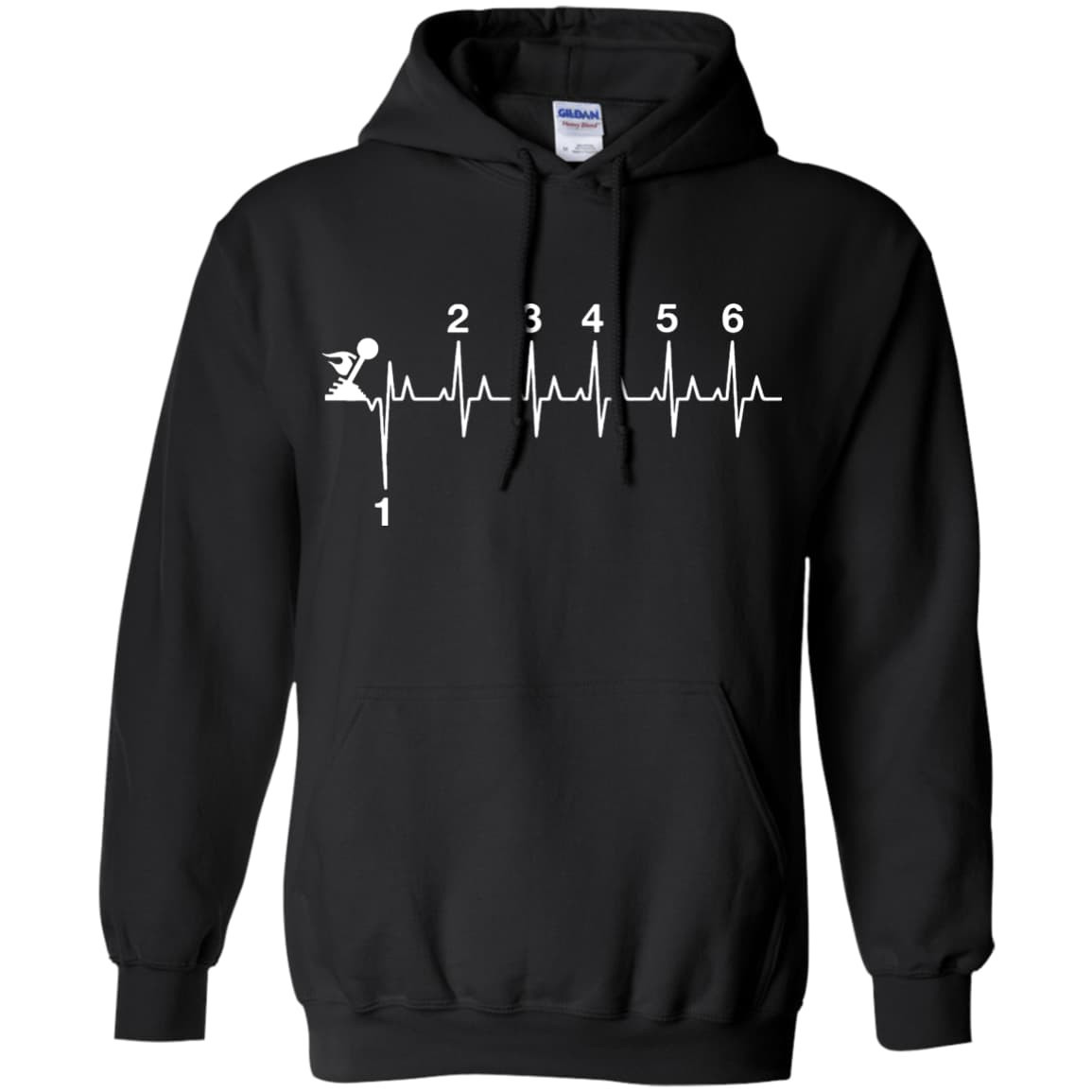 Heartbeat Gear Shifting-T-Shirt & Hoodie-Pullover Hoodie-Black