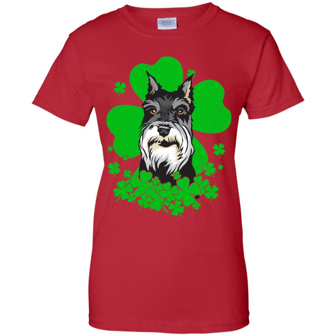 Schnauzer St. Patrick's Day Clovers-T-Shirt & Hoodie-Women's T-Shirt-Red