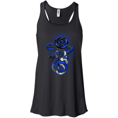 Rose tattoo Police Thin Blue Line-T-Shirt & Hoodie-Women's Flowy Racerback Tank-Black