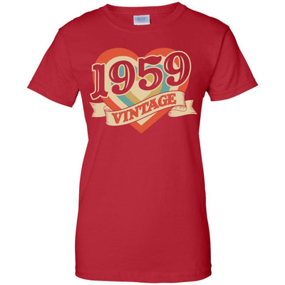 Vintage Retro Classic Heart Made In 1959 62th Birthday-T-Shirt & Tank Top-Women's T-Shirt-Red