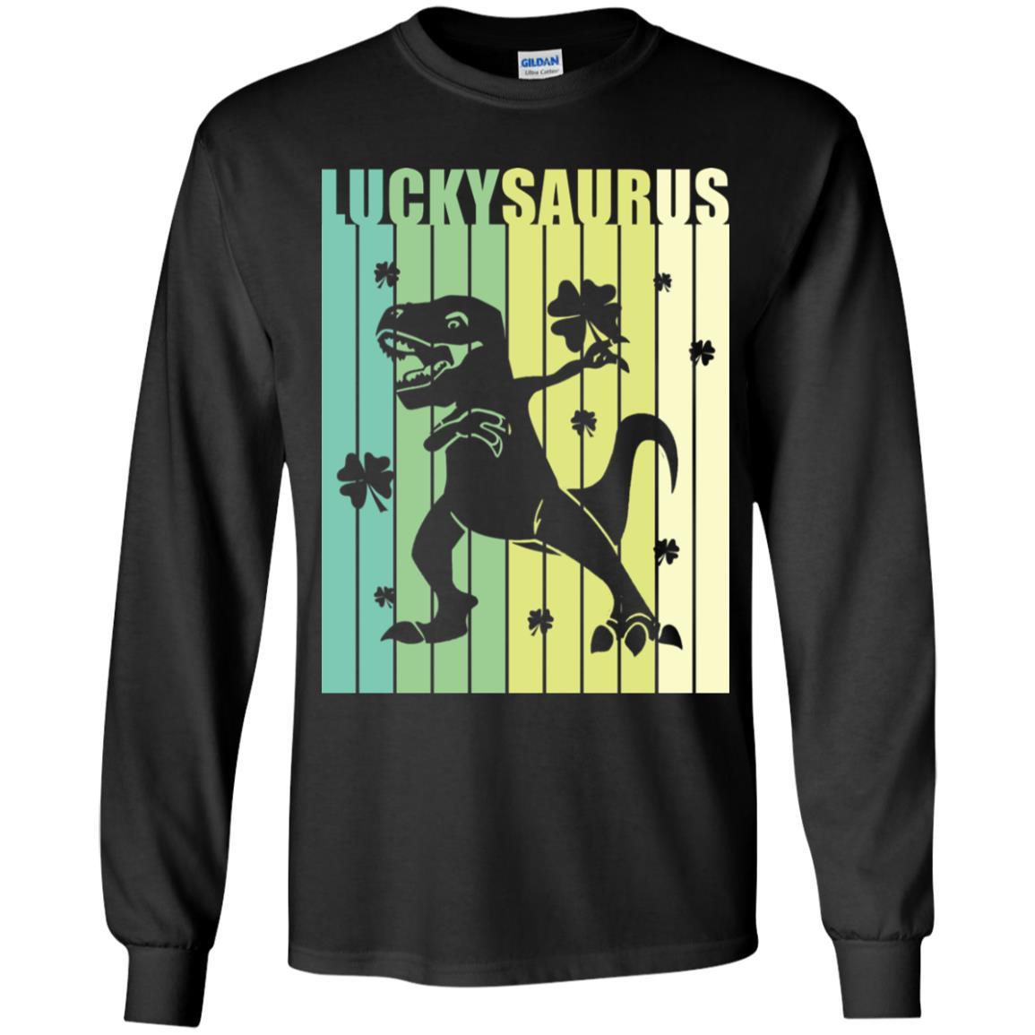Happy St Pat Rex Day Dinosaur T-Rex Kids Patricks Day Youth-Youth Shirt-Youth Long Sleeve T-Shirt-Black