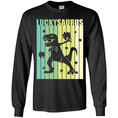 Happy St Pat Rex Day Dinosaur T-Rex Kids Patricks Day Youth-Youth Shirt-Youth Long Sleeve T-Shirt-Black