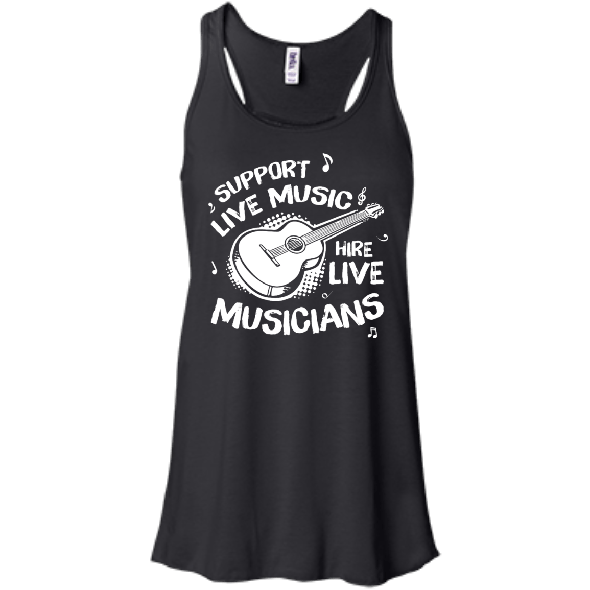 Support Live Music Hire Live Musicans-T-Shirt & Hoodie-Women's Flowy Racerback Tank-Black