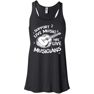 Support Live Music Hire Live Musicans-T-Shirt & Hoodie-Women's Flowy Racerback Tank-Black