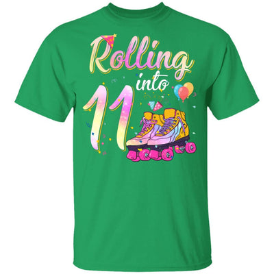 11 Years Old Birthday Girls Roller Skates 80's 11th Birthday Youth-Youth Shirt-Youth T-Shirt-Irish Green