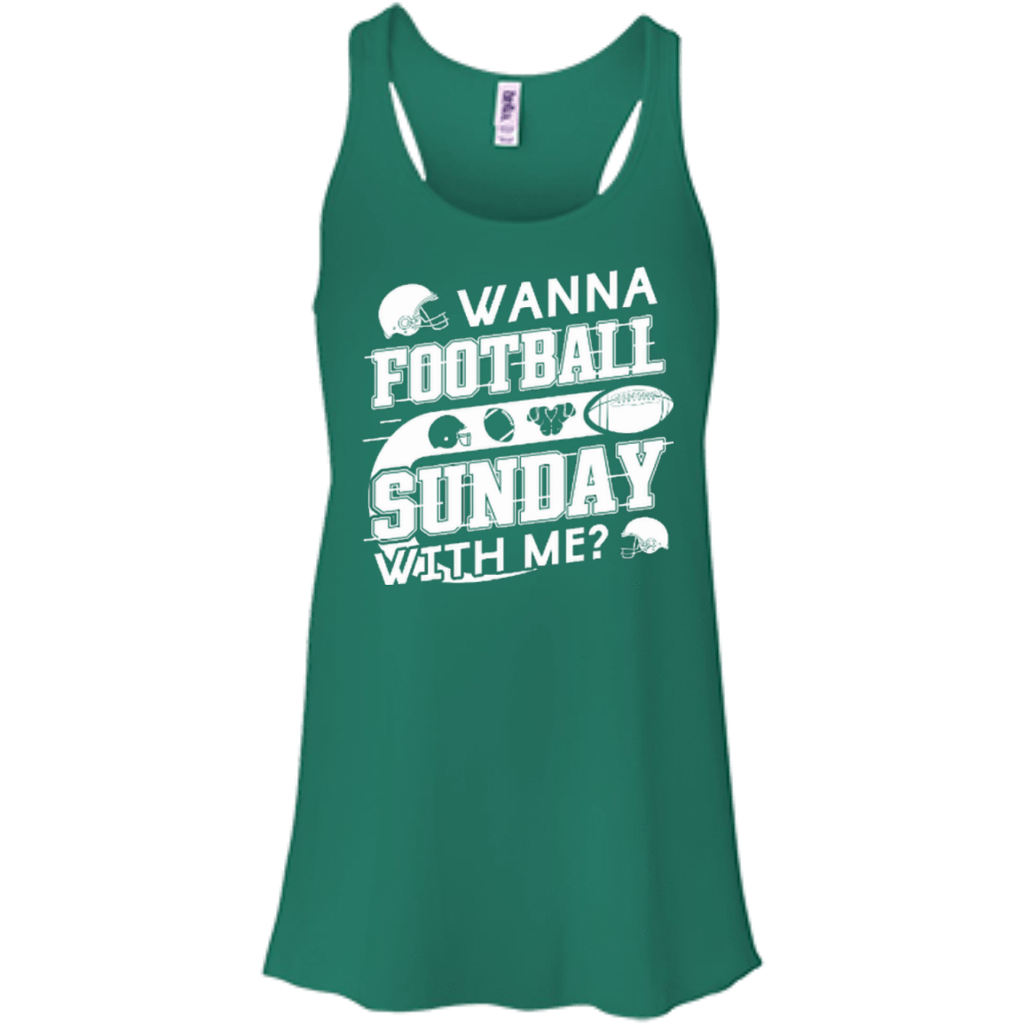 WANNA FOOTBALL SUNDAY WITH ME-T-Shirt & Hoodie-Women's Flowy Racerback Tank-Kelly