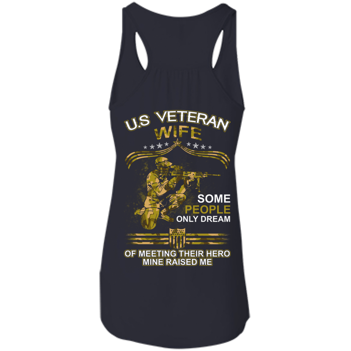 U.S. Veteran Wife Some People Only Dream Of Meeting-T-Shirt & Hoodie-Women's Flowy Racerback Tank-Midnight
