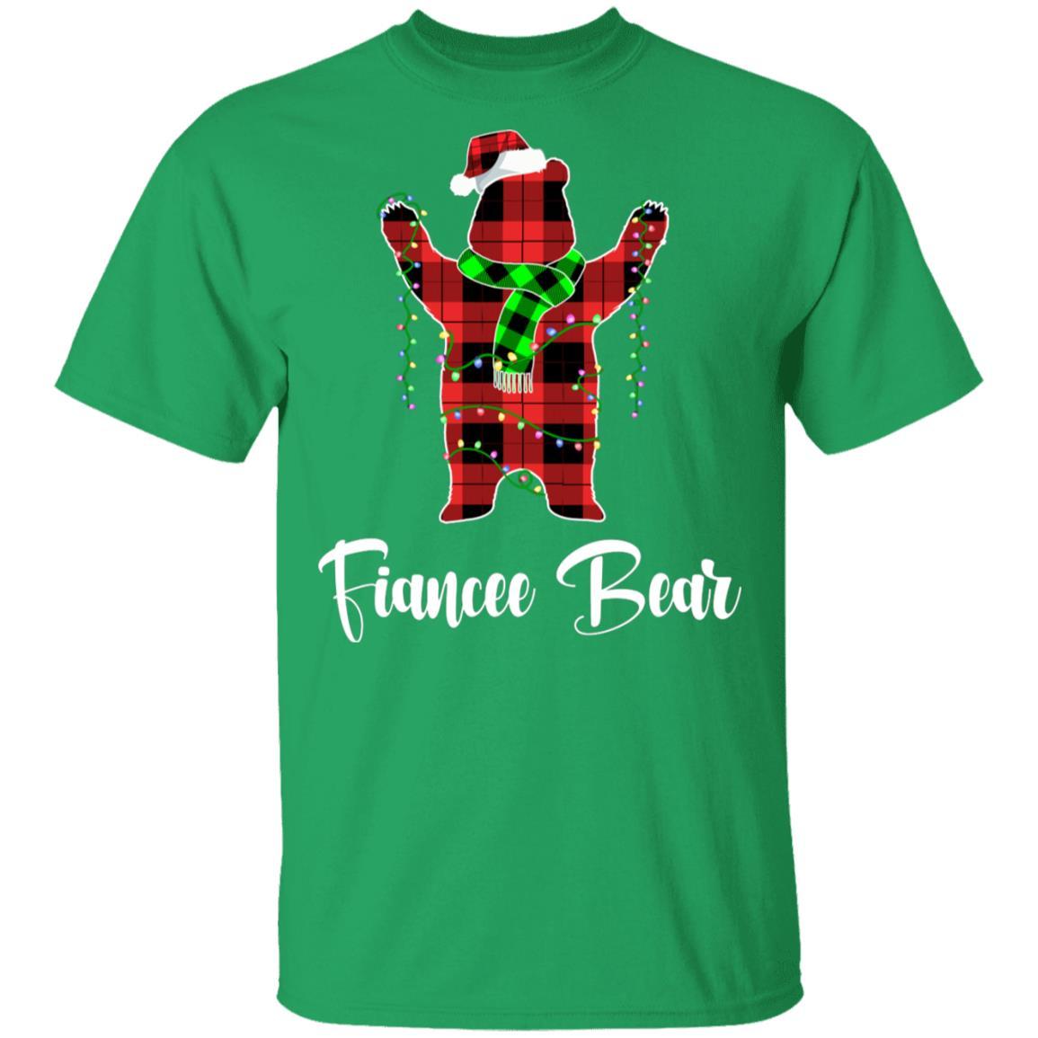 Red Plaid Fiancee Bear Couple Matching Christmas Pajama-T-Shirt & Sweatshirt-Classic T-Shirt-Irish Green